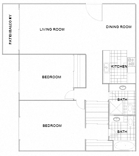 Floor plan for 2 beds, 2 baths, 1013 sqft
